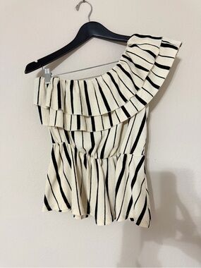 Anthropologie Striped one shoulder blouse